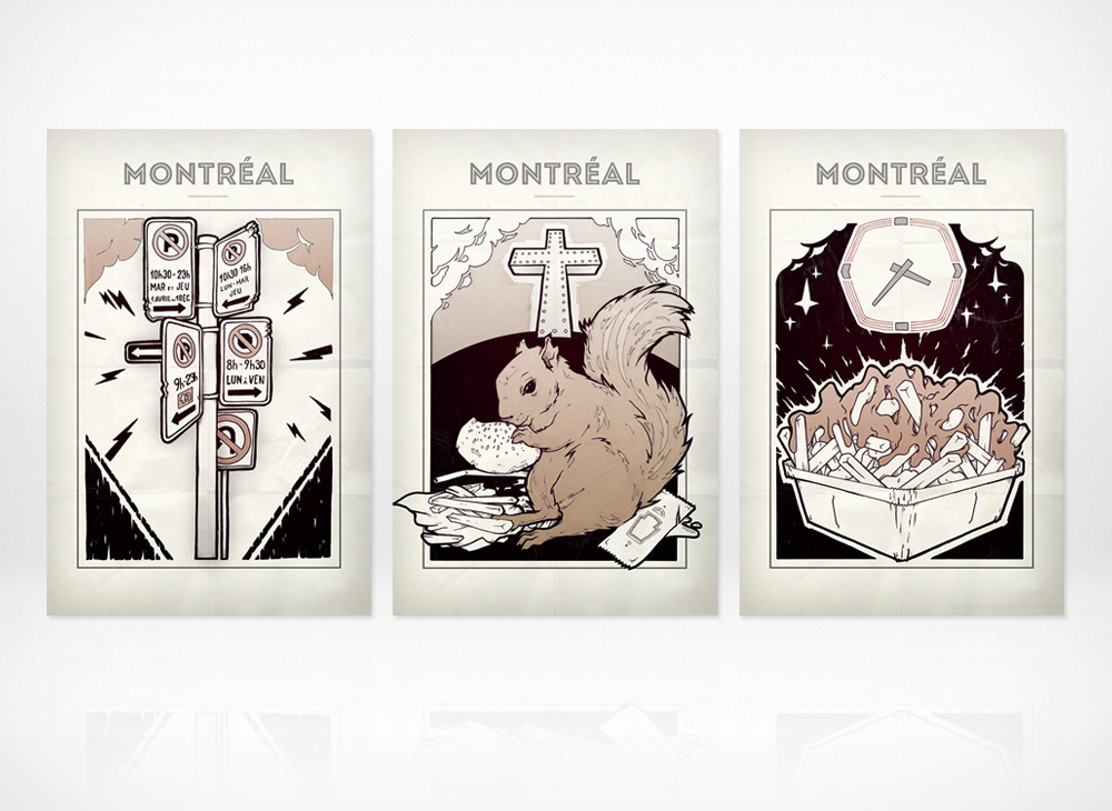 Montreal postcards tryptic