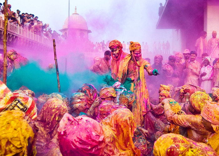 Holi Festival of Colors Bura Na Mano Holi Hai Throw Pillow 16x16 Multicolor
